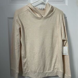89th & Madison Cream Cowl Neck Hooded Sweater